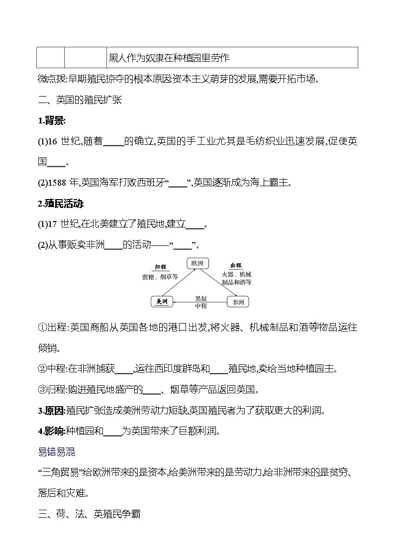 2024-2025 初中历史 九年级上册 第五单元 第16课 早期殖民掠夺 每课一练(学生版) 第2页