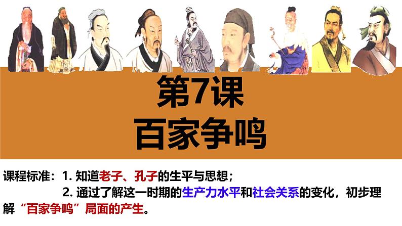 初中 历史 人教版(2024) 七年级上册第7课 百家争鸣 课件第1页