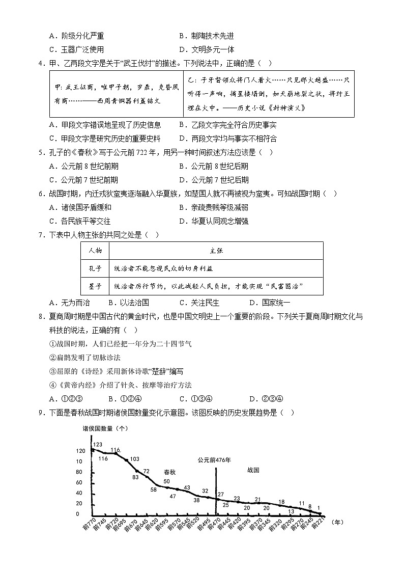 七年级历史期末模拟卷(考试版)【测试范围:七上全册】(河北专用)-A4第2页