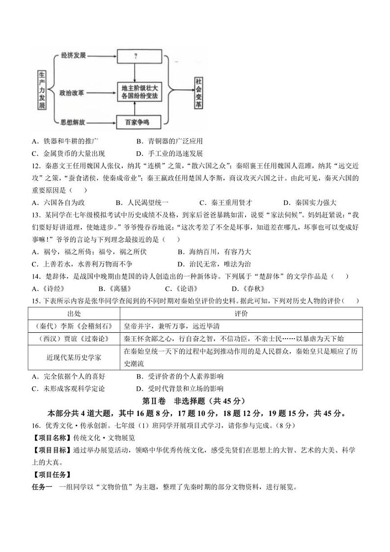 2024~2025学年山西省七年级(上)期中历史试卷(无答案)第3页