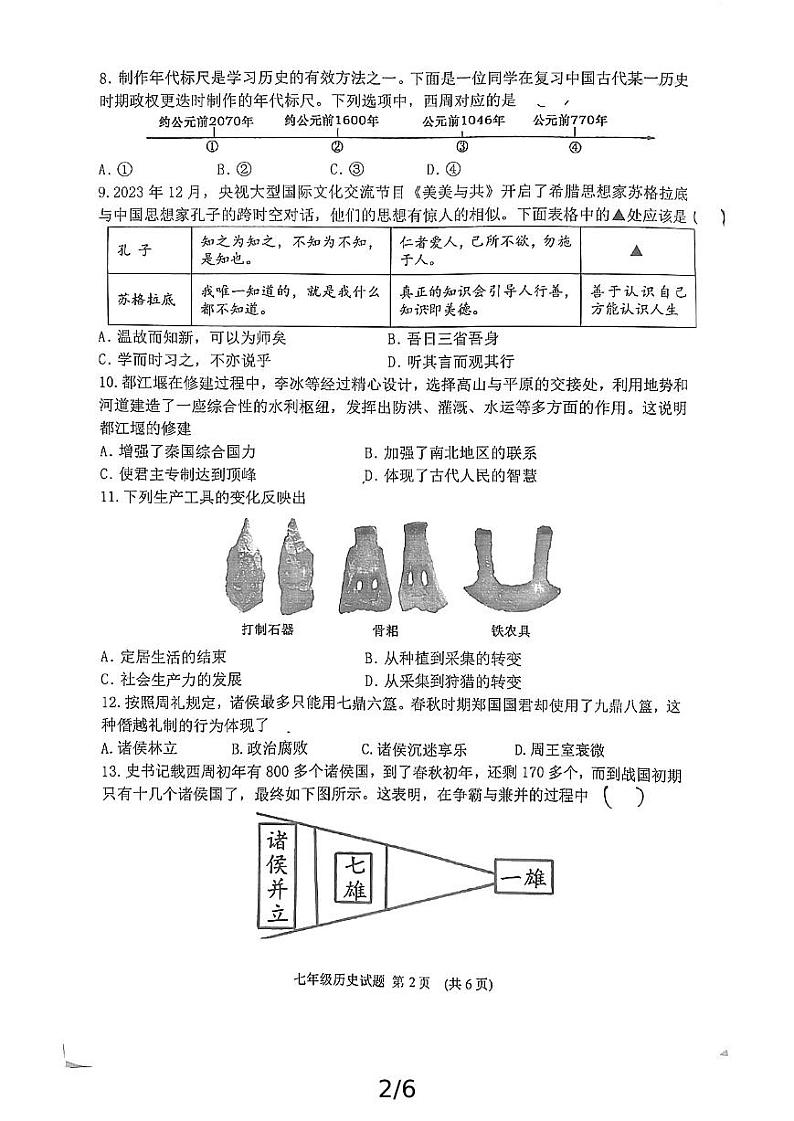 山东省临沂市罗庄区2024-2025学年七年级上学期11月期中历史试题第2页