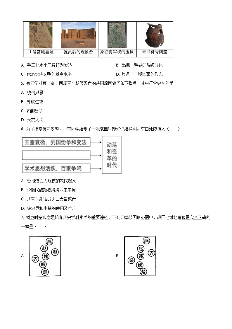 遼寧省大連市瓦房店市2024-2025學年七年級上學期期中歷史試題（含答案）第2頁