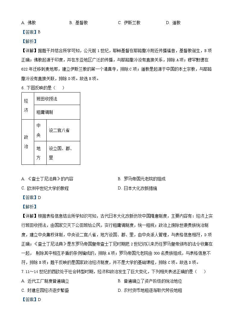 山东省济宁市鱼台县实验中学2023-2024学年九年级上学期期末历史试题(解析版)第3页
