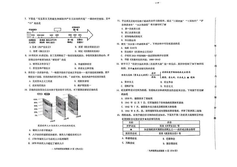 辽宁省铁岭市2024—2025学年九年级上学期期末考试历史试题第2页