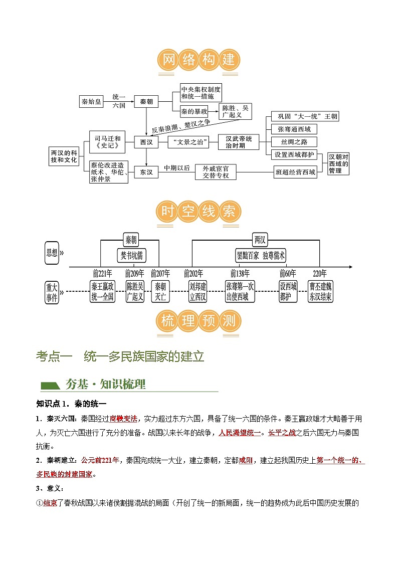 中考历史一轮复习(讲义)专题02 秦汉时期:统一多民族国家的建立和巩固(解析版)第3页
