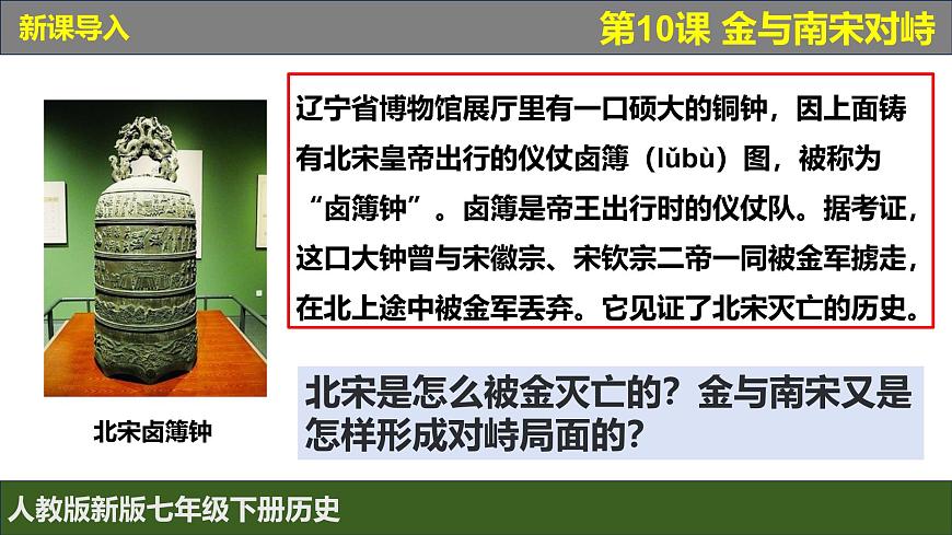 人教版（2024）7下歷史第10課《 金與南宋對峙》課件第1頁