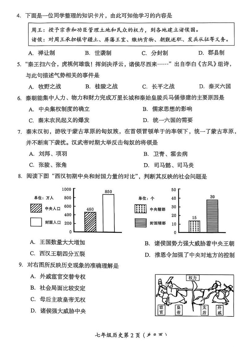 北京市房山区2024-2025学年七年级上学期期末历史试题第2页