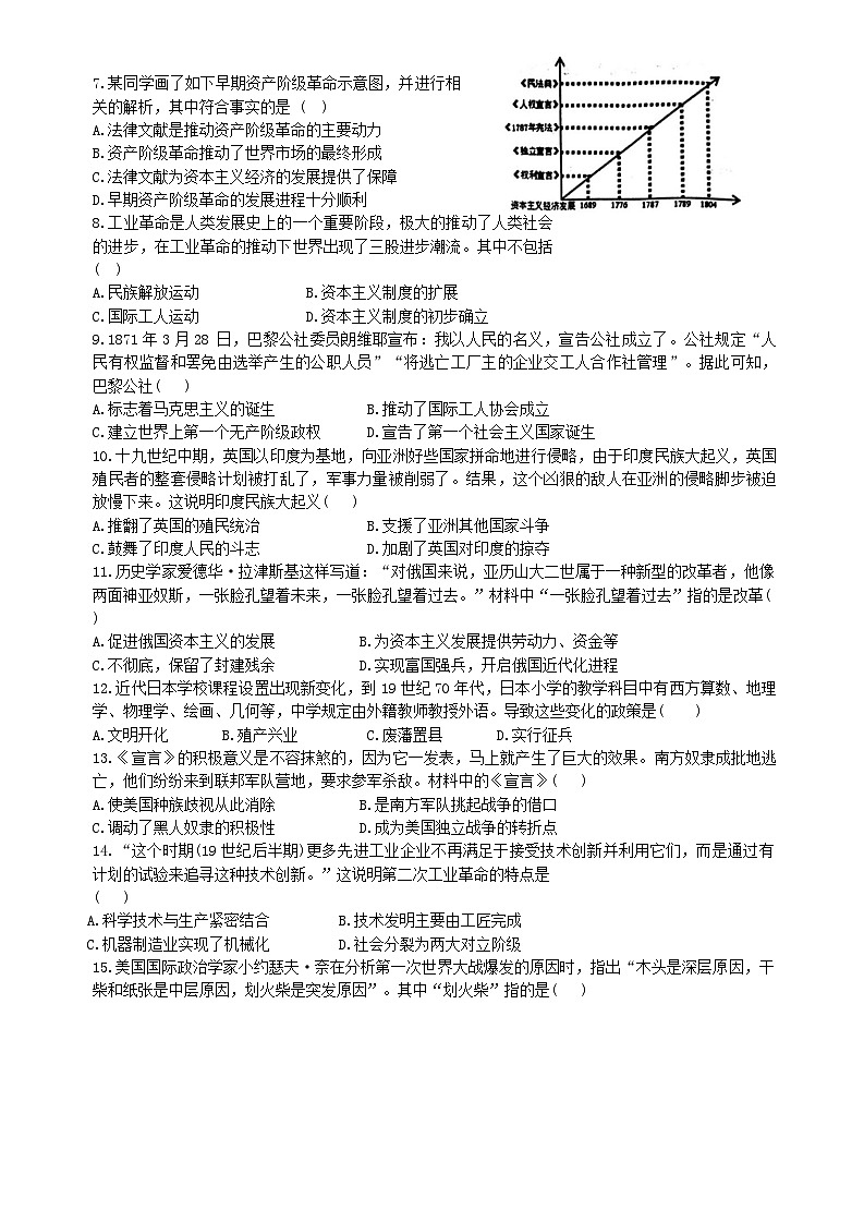 河北省唐山市开滦第十中学2024-2025学年上学期期末考试九年级历史试卷(含答案)第2页