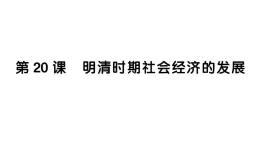 初中历史新人教版七年级下册第三单元第二十课 明清时期社会经济的发展作业课件2025春