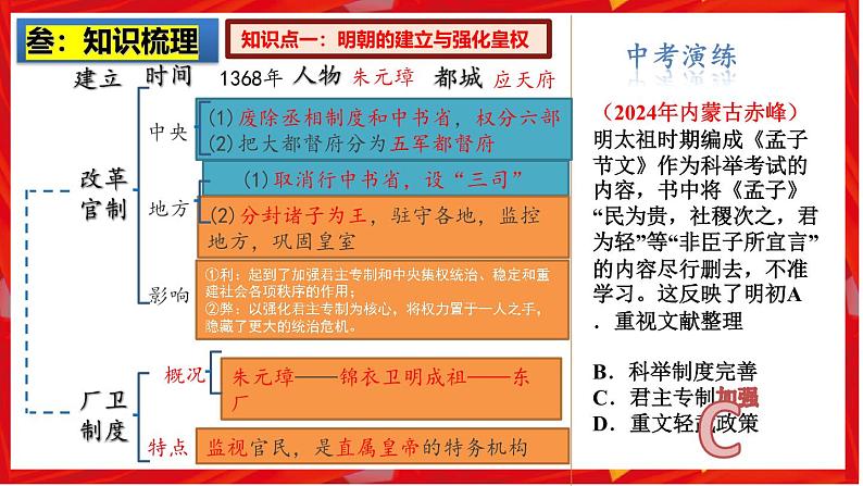 2025中考历史一轮复习:主题07 明清时期:统一多民族国家的巩固与发展 课件(核心素养+跨学科融合)第4页
