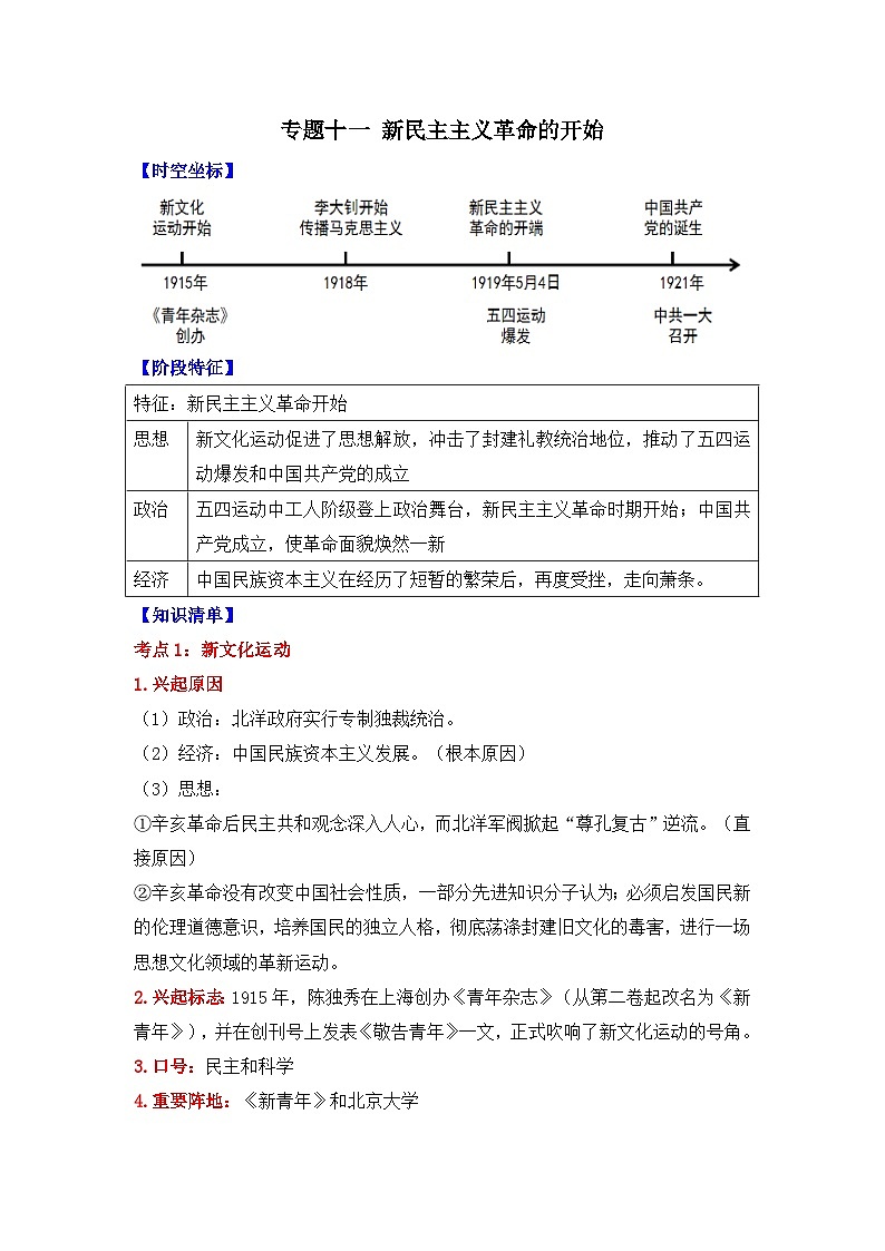 专题一0一 新民主主义革命的开始 2025年中考历史一轮复习学案(含答案解析)第1页