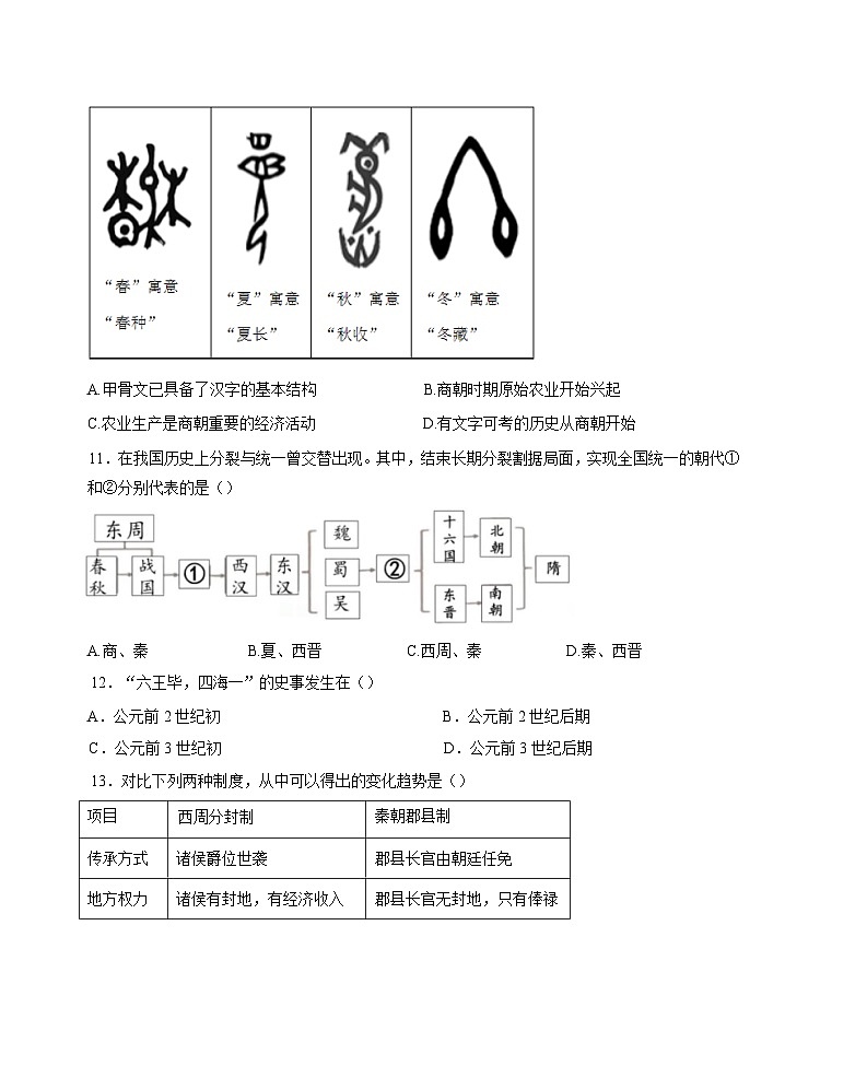 广东省惠州市惠城区2024-2025学年七年级下学期开学考试 历史试题第3页