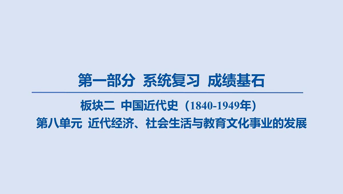 09-第八单元 近代经济、社会生活与教育文化事业的发展课件 2025年历史中考一轮复习第1页
