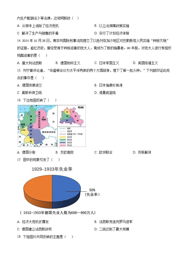 2025年河南省安阳市安阳县中考一模历史试题第3页
