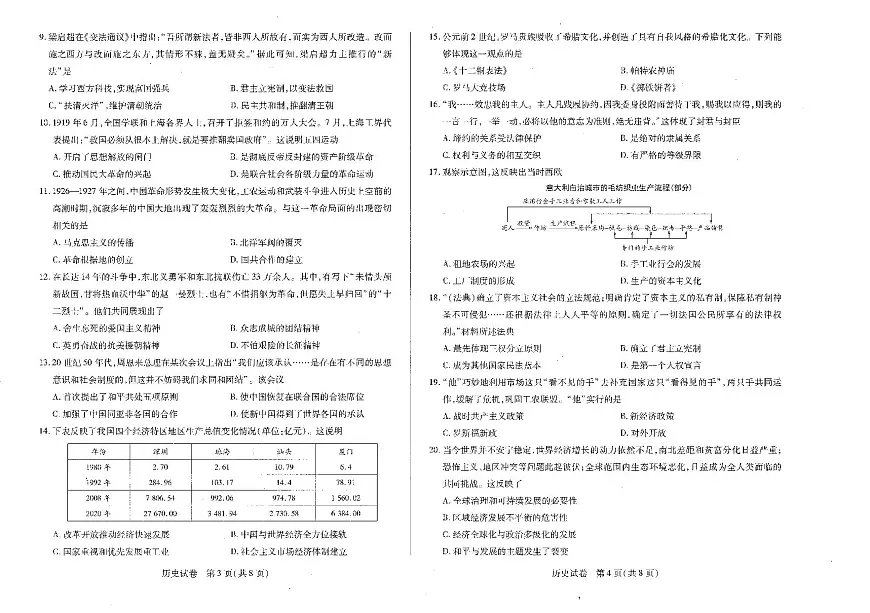 2025年新乡市九年级中考一模历史试卷第2页