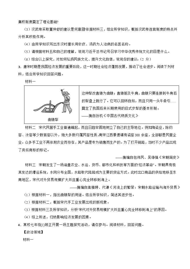 2025年中考历史复习之材料题专项训练(一)第3页
