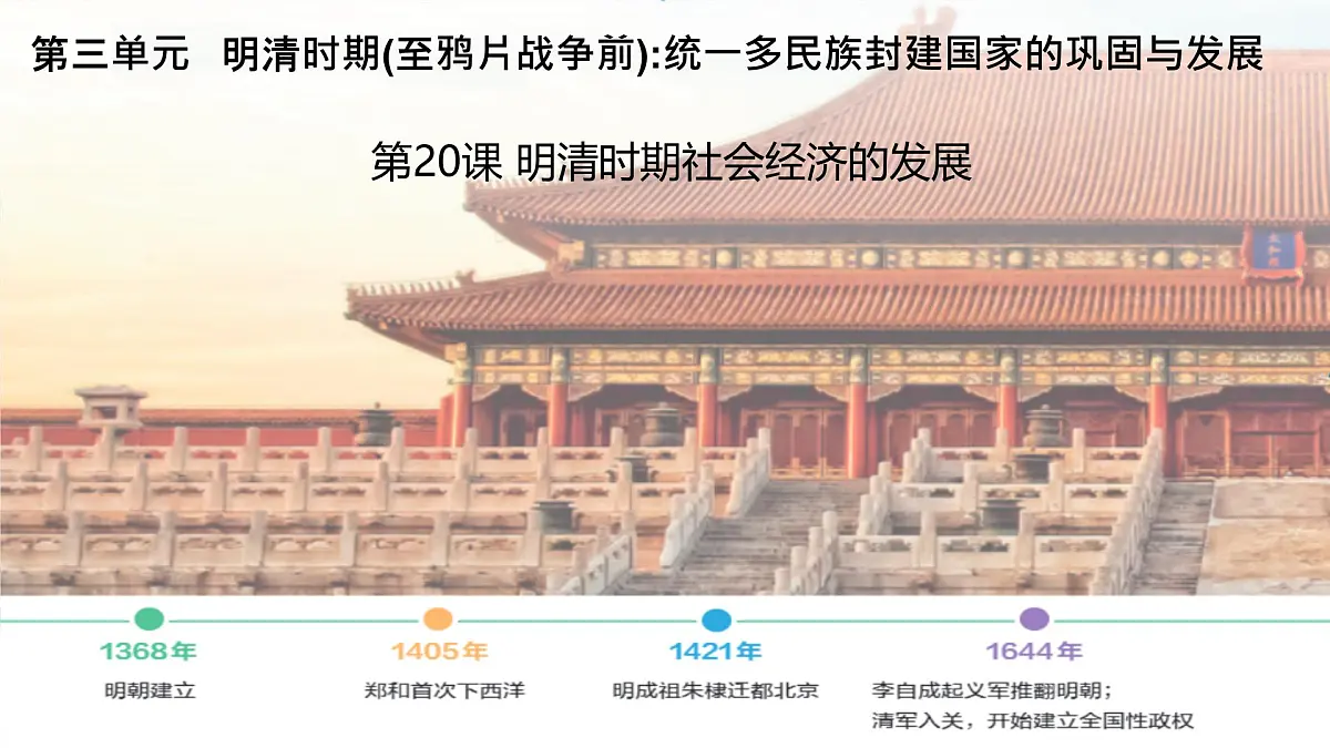 初中 历史 人教版(2024) 七年级下册(2024)第20课明清时期社会经济的发展 课件第1页