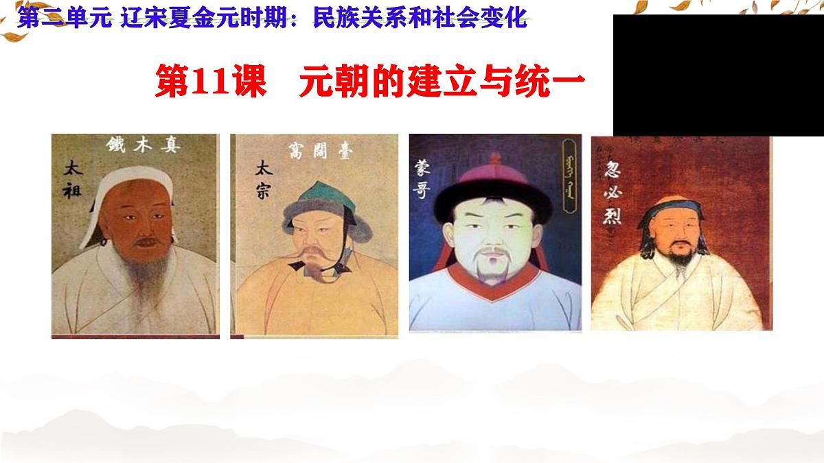 初中 历史 人教版(2024) 七年级下册(2024) 第二单元第11课 元朝的建立与统一 课件第1页