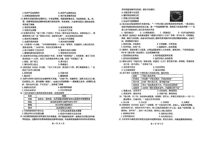 山东省青岛第二十六中学2024-2025学年下学期七年级历史期中试题第2页