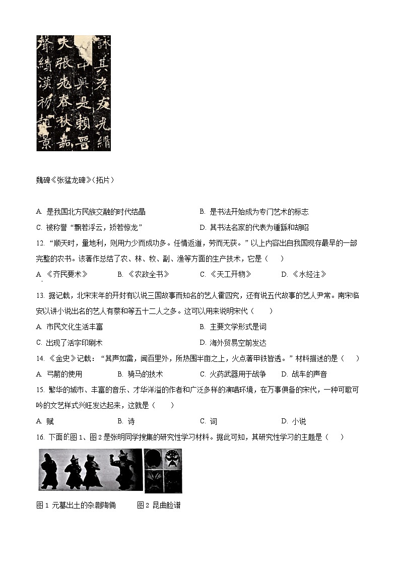 2025年湖南省娄底市中考二模历史试题(含答案)第3页