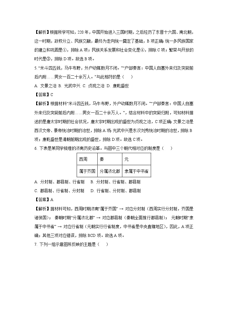 2025年山东省平原县中考一模历史试题(解析版)第3页