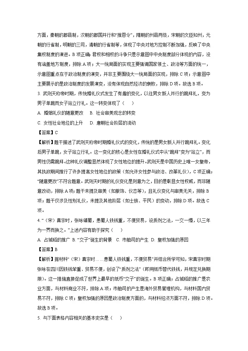 2025年河北省保定市易县中考一模历史试题(解析版)第2页