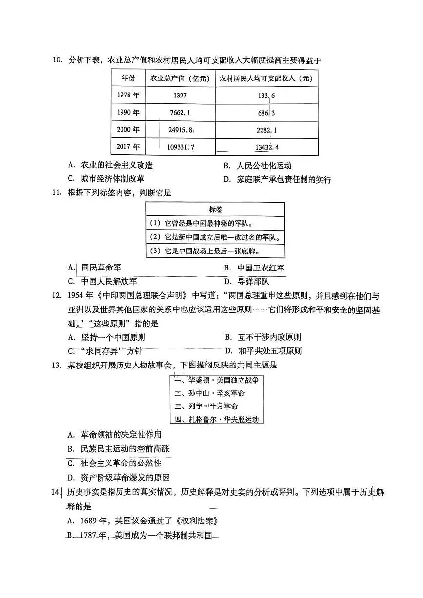 2025年辽宁省抚顺市新宾县苇子峪镇富家中学中考模拟历史试题(中考模拟)第3页