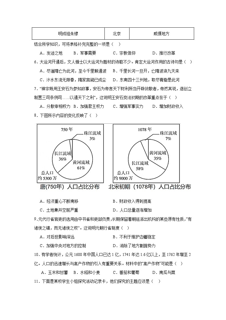 江苏省扬州市江都区八校联谊2024—2025学年度九年级下学期第一次月考历史试题(含答案)第2页