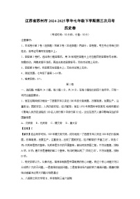 江苏省苏州市2024-2025学年七年级下学期第三次月考卷历史（解析版）