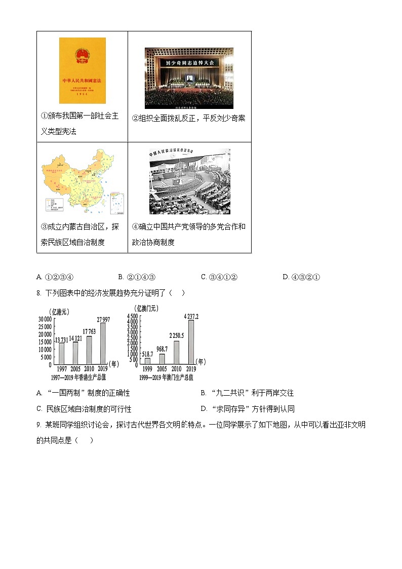 2025年陕西省咸阳市杨凌区中考一模历史试题(原卷版+解析版)(中考模拟)第3页
