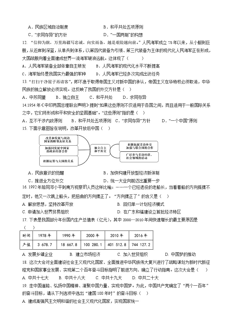八年级下册历史抽测试题第3页