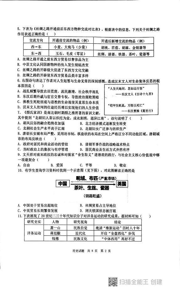 2025年广东省汕头市潮阳区中考二模历史试题(中考模拟)第2页