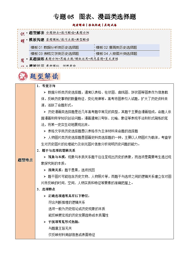2025年中考历史专项复习练习专题05 图表、漫画类选择题(解析版)第1页