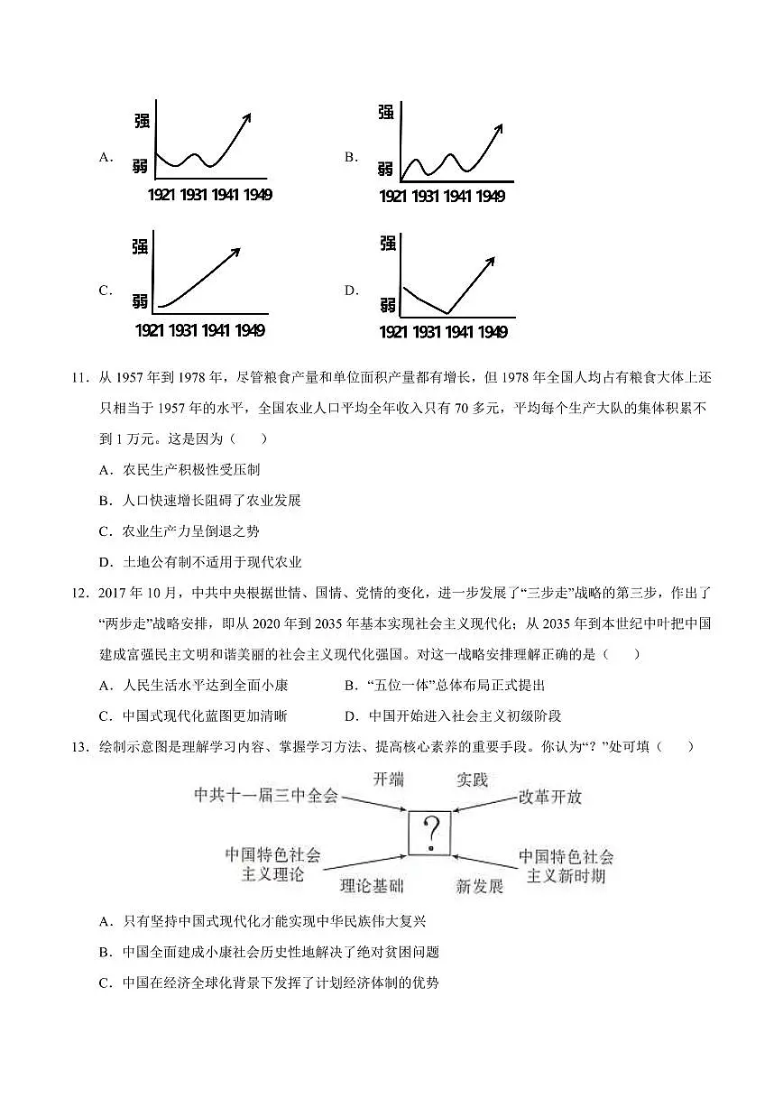 2025中考历史专题复习试卷临考押题卷01(原卷版)第3页