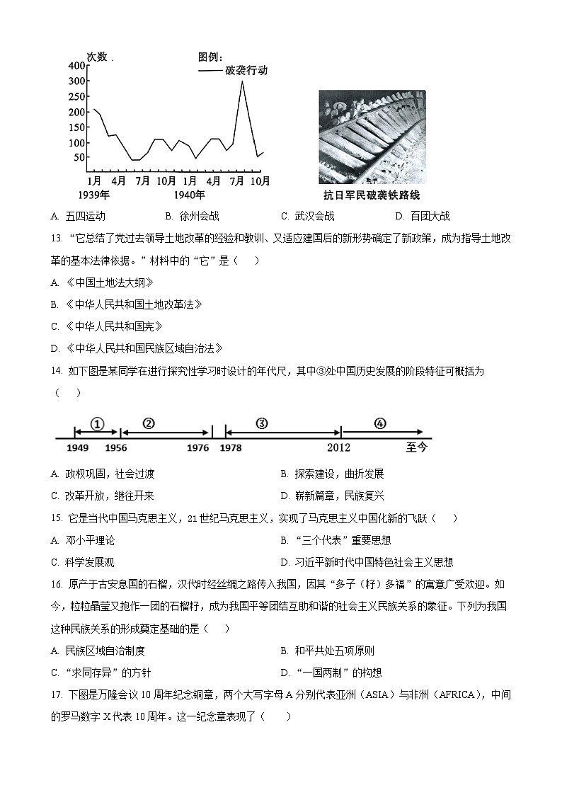 2025年山东省济南市长清区中考二模历史试题(中考模拟)第3页