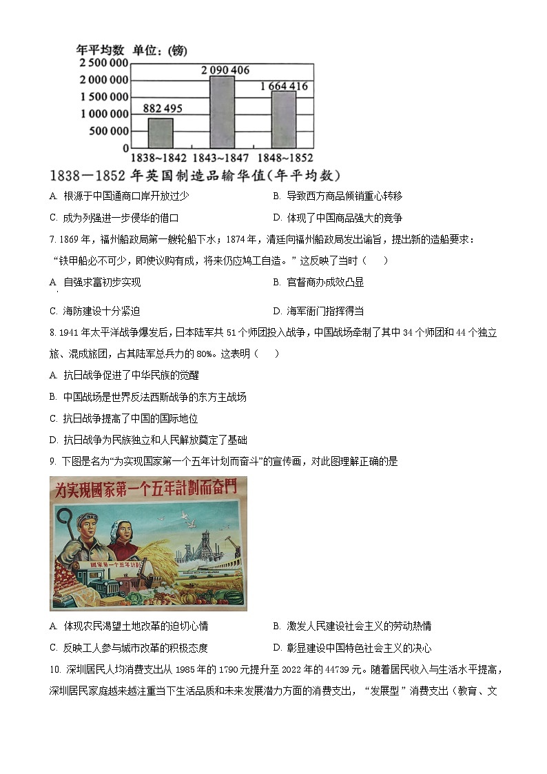 2025年安徽省铜陵市部分学校中考三模历史试题(中考模拟)第2页