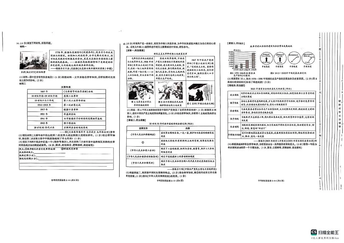 2025年陕西省咸阳市三模历史试题(中考模拟)第2页