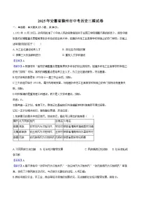 2025年安徽省滁州市中考历史三模试卷（解析版）