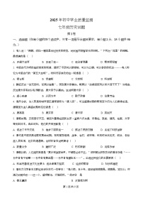 山东省枣庄市市中区2024-2025学年七年级下学期期末历史试题（含答案）
