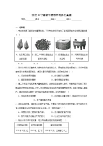 2025年甘肃省平凉市中考历史真题（无答案）