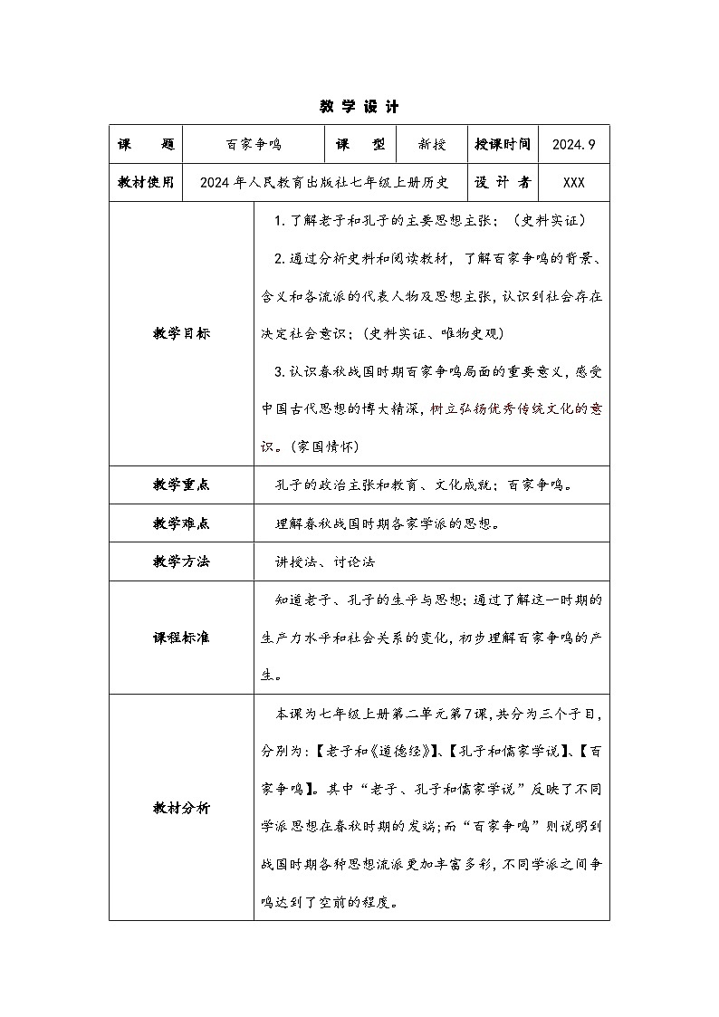 第7課 百家爭鳴教學設(shè)計第2頁
