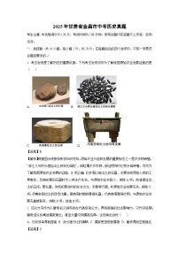 2025年甘肃省金昌市中考真题历史试卷（解析版）