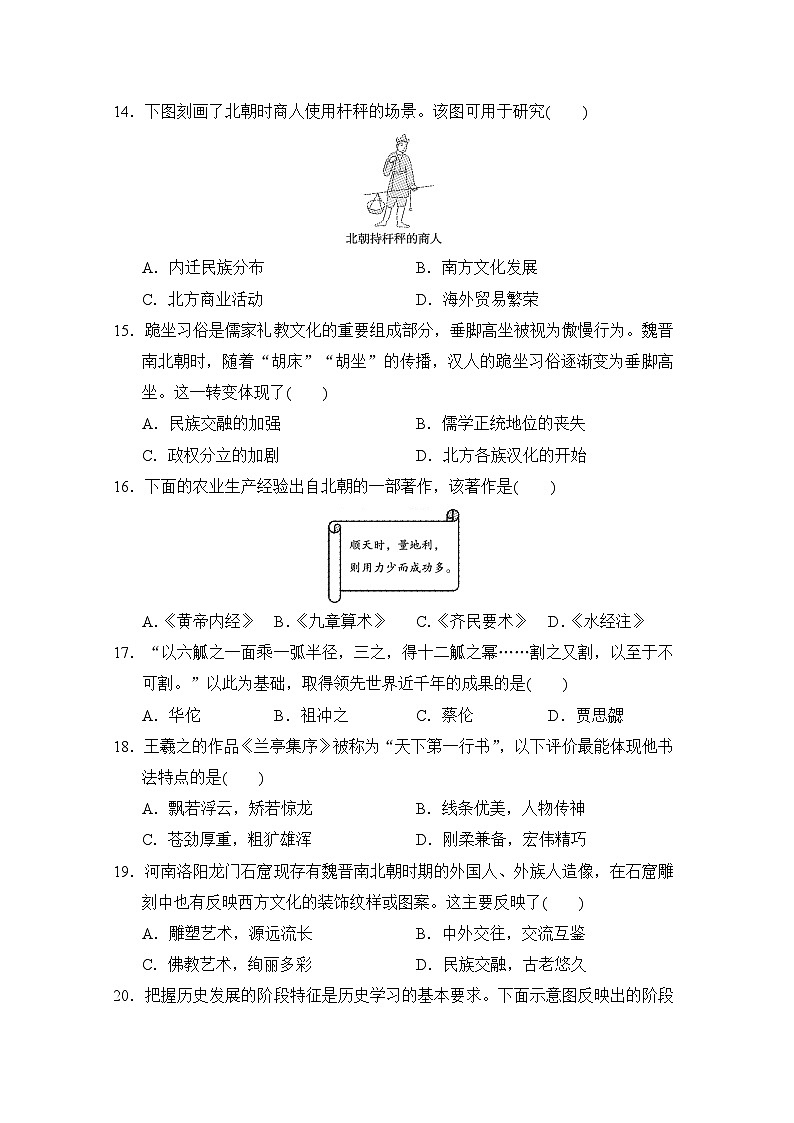 2024-2025学年七年级历史上册 第四单元 单元测试卷(人教海南版)第3页