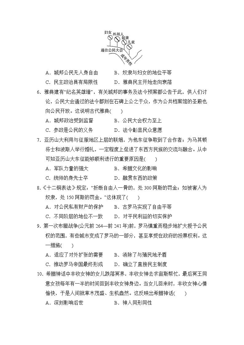 人教版九年级历史上册 第一至四单元 单元测试卷( 24年秋)第2页