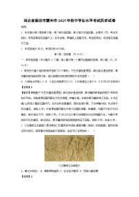 河北省廊坊市霸州市2025年初中学业水平考试历史试题(解析版)