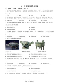 广东省广州市实验中学越秀学校2022-2023学年七年级上学期期末历史试题(含答案)