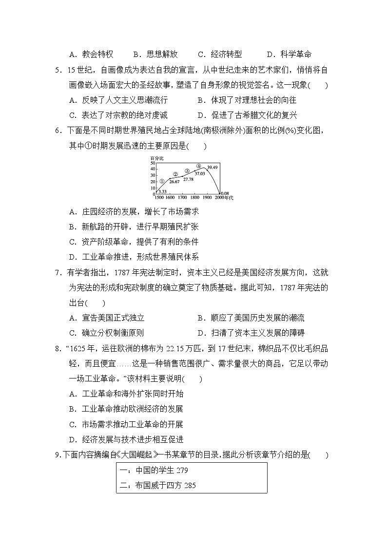 2025-2026学年九年级历史下册综合复习卷(含答案)第2页