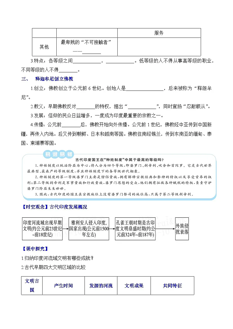 新人教版部编初中历史九上1-3《古代印度》学案有答案第2页