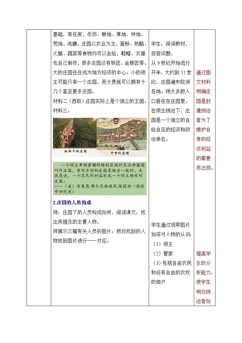 人教版部编初中历史九上3-8《西欧庄园》-教学设计第3页