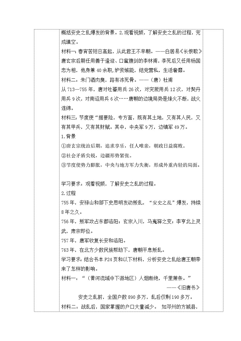 人教版部编初中历史七下1-4《安史之乱与唐朝衰亡》-教学设计第2页